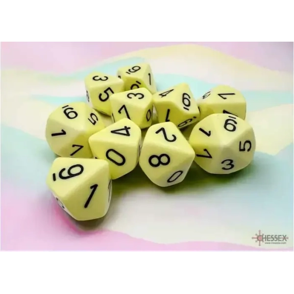 Opaque Pastel Yellow/Black D10 - Dice Set