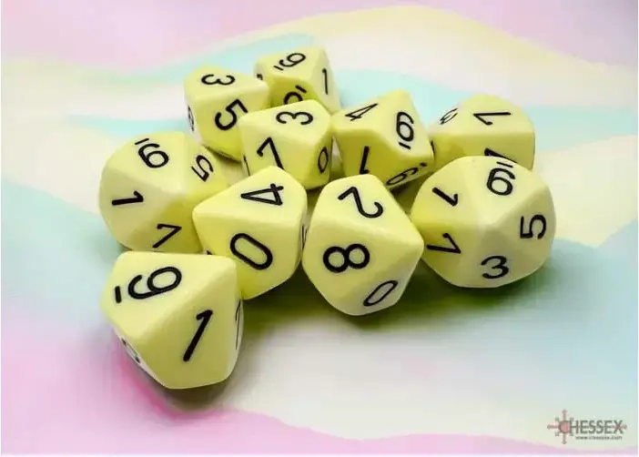 Opaque Pastel Yellow/Black D10 - Dice Set