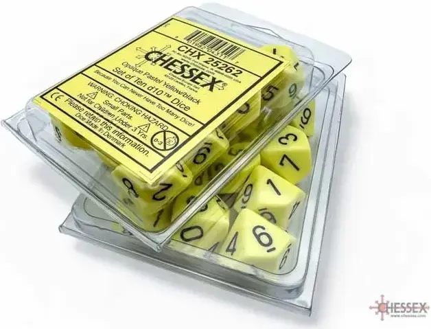 Opaque Pastel Yellow/Black D10 - Dice Set