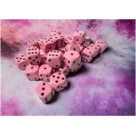 Opaque Pastel Pink/Black 12mm D6 (36)