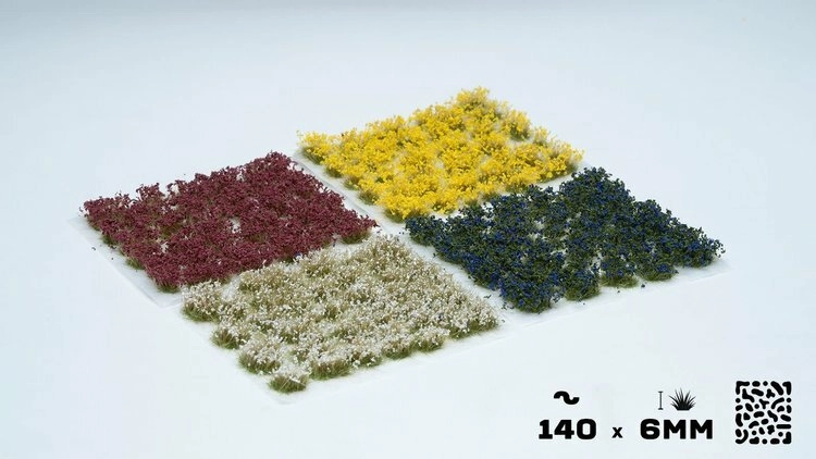 Wild Flowers Set Yellow, Purple, White, Blue Tuft