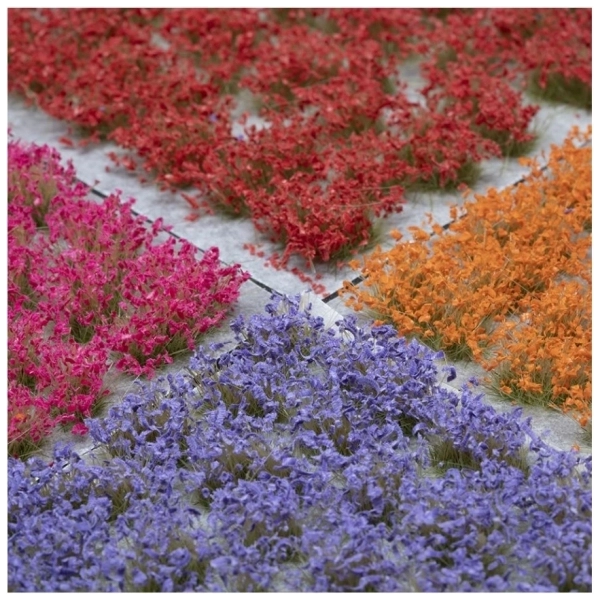 Garden Flowers Set Violet, Pink, Orange, Red Tuft