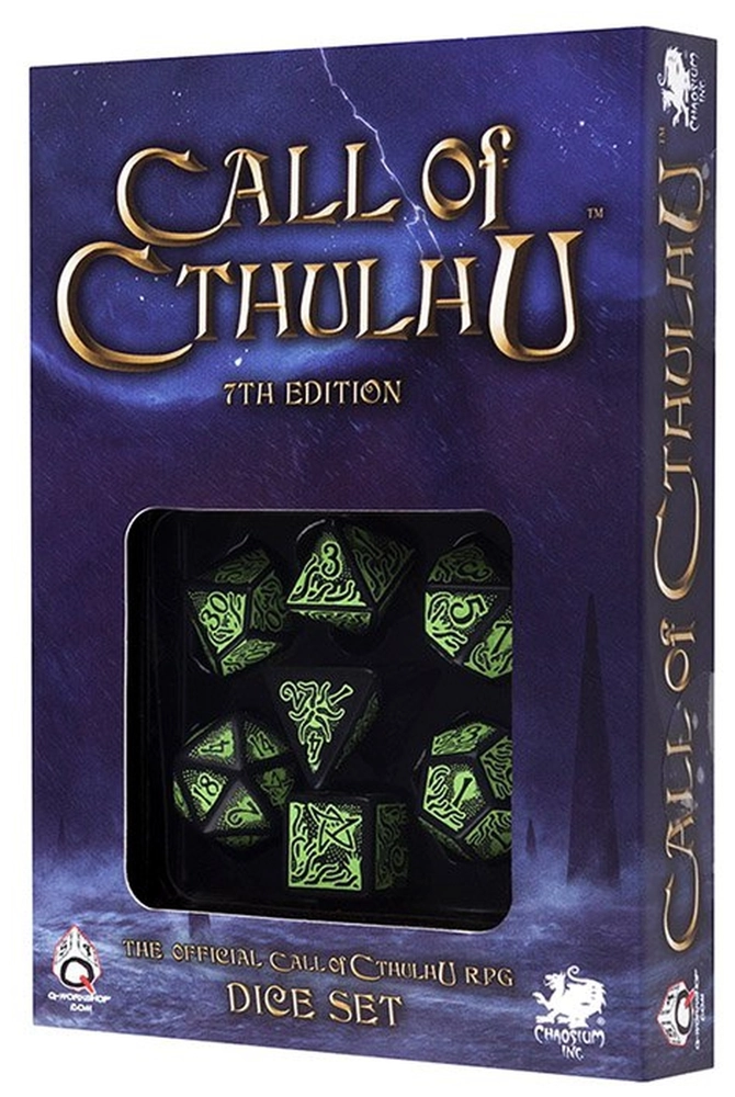 Call of Cthulhu 7th Edition Black & green Dice Set (7)