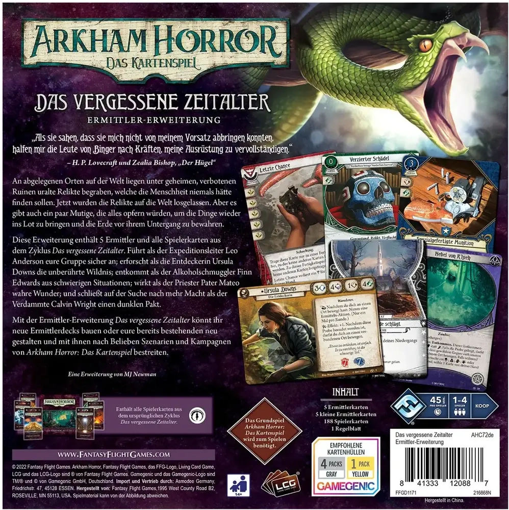 Arkham Horror Kartenspiel - Das vergessene Zeitalter - Ermittler Erweiterung