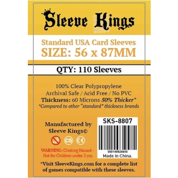 Sleeve Kings Standard USA Card Sleeves (56x87mm) 110 Pack 60 Microns