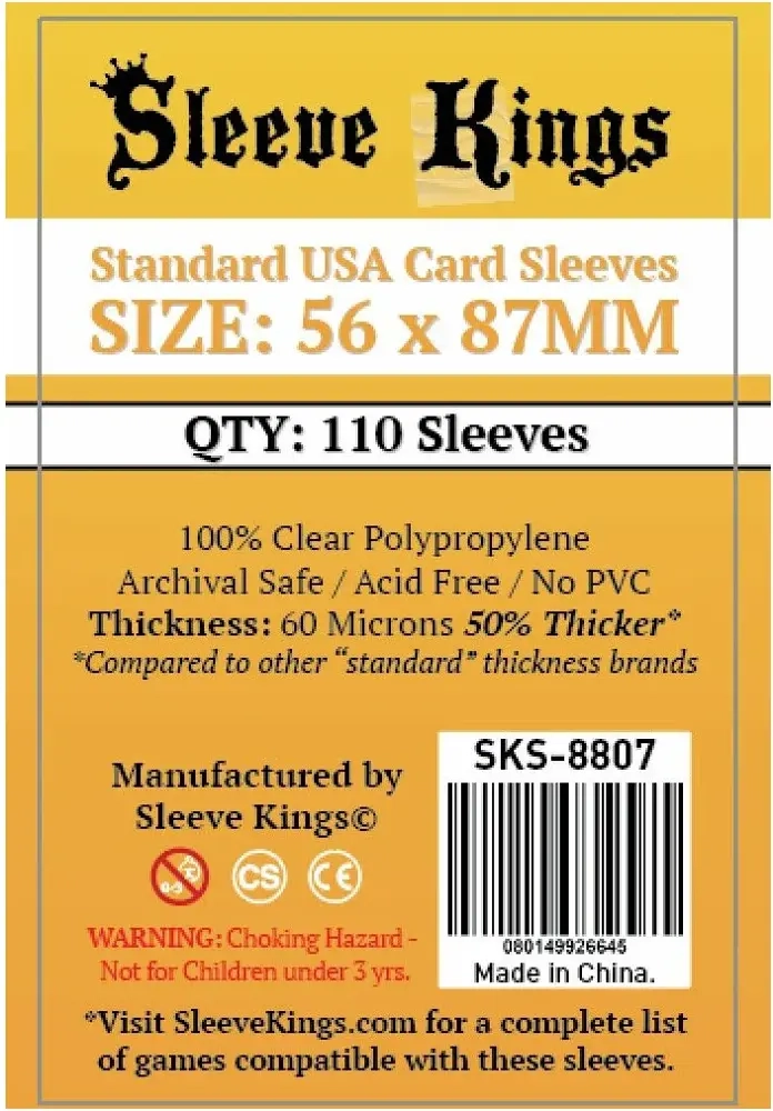 Sleeve Kings Standard USA Card Sleeves (56x87mm) 110 Pack 60 Microns