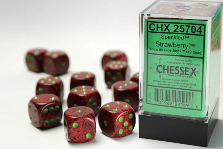 Dice Sets Strawberry Speckled 16mm d6 (12)