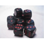 Dice Sets Black/Red Opaque 16mm d6 (12 Würfel)