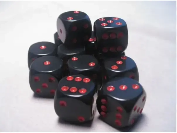 Dice Sets Black/Red Opaque 16mm d6 (12 Würfel)