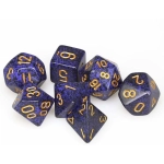 RPG Dice Sets Golden Cobalt Poly 7-dice Cube