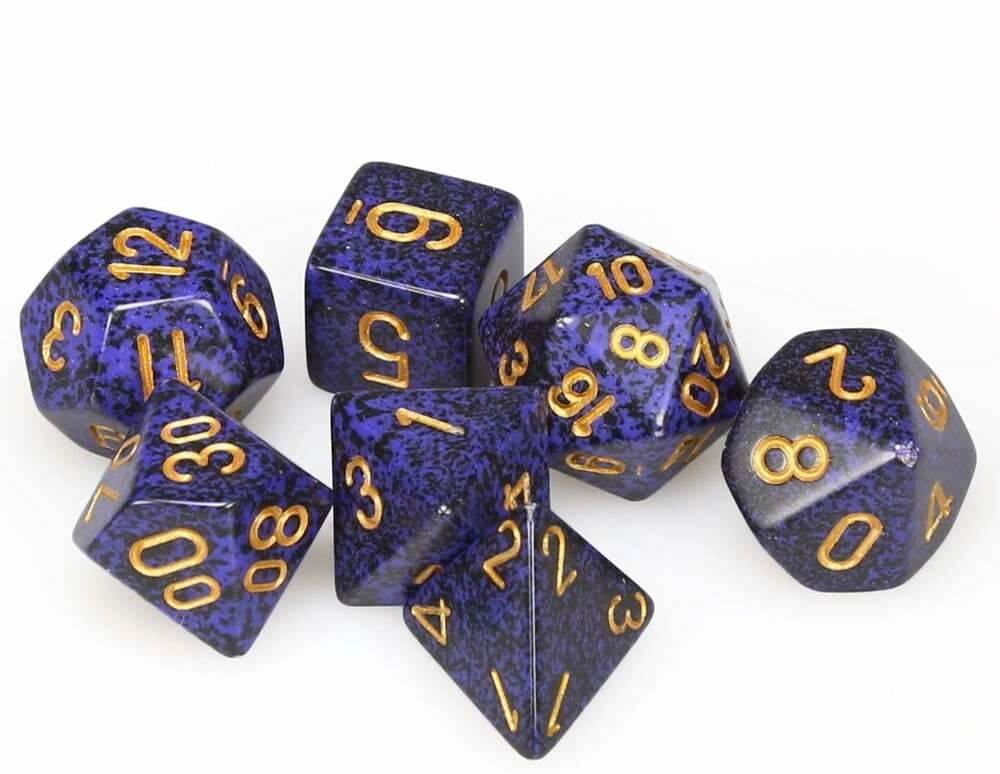 RPG Dice Sets Golden Cobalt Poly 7-dice Cube