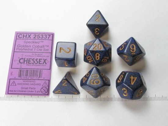 RPG Dice Sets Golden Cobalt Poly 7-dice Cube