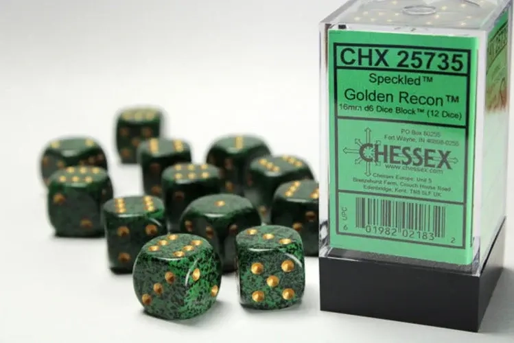 Dice Sets Golden Recon Speckled 16mm d6 (12)