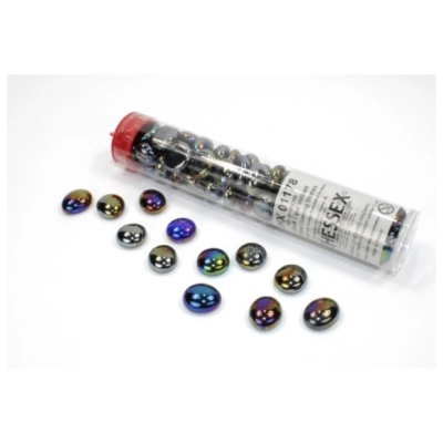 Chessex Gaming Glass Stones in Tube - Iridized Opal Black