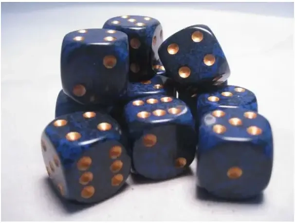 Dice Sets Golden Cobalt Speckled 16mm d6 (12)