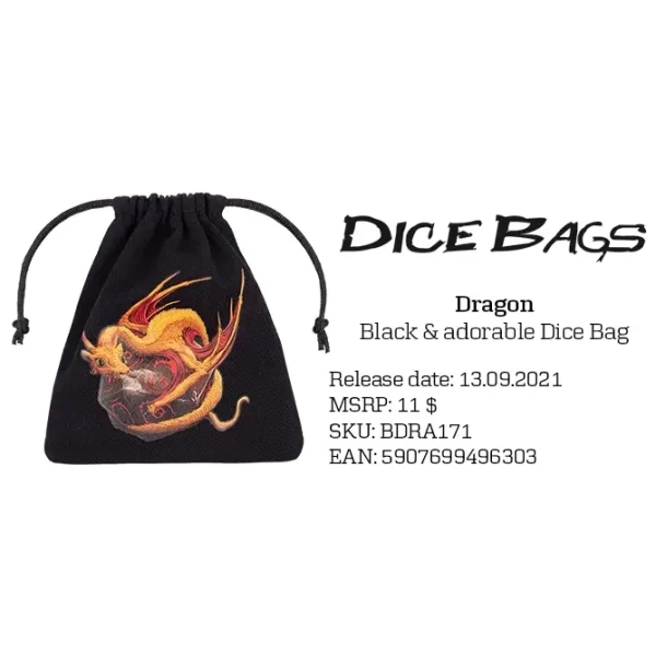 Dragon Black & adorable Dice Bag