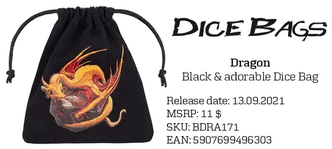 Dragon Black & adorable Dice Bag