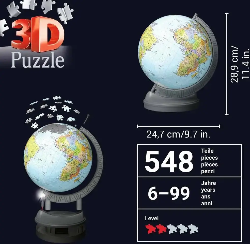 3D Puzzle - Globus mit Beleuchtung