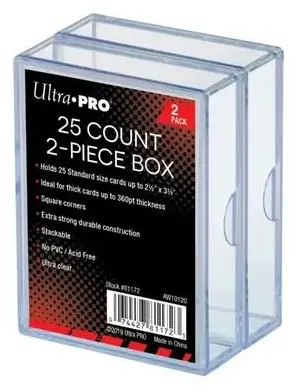 UP - 2-Piece Storage Box - for 25 Cards - Clear (2 Boxes)