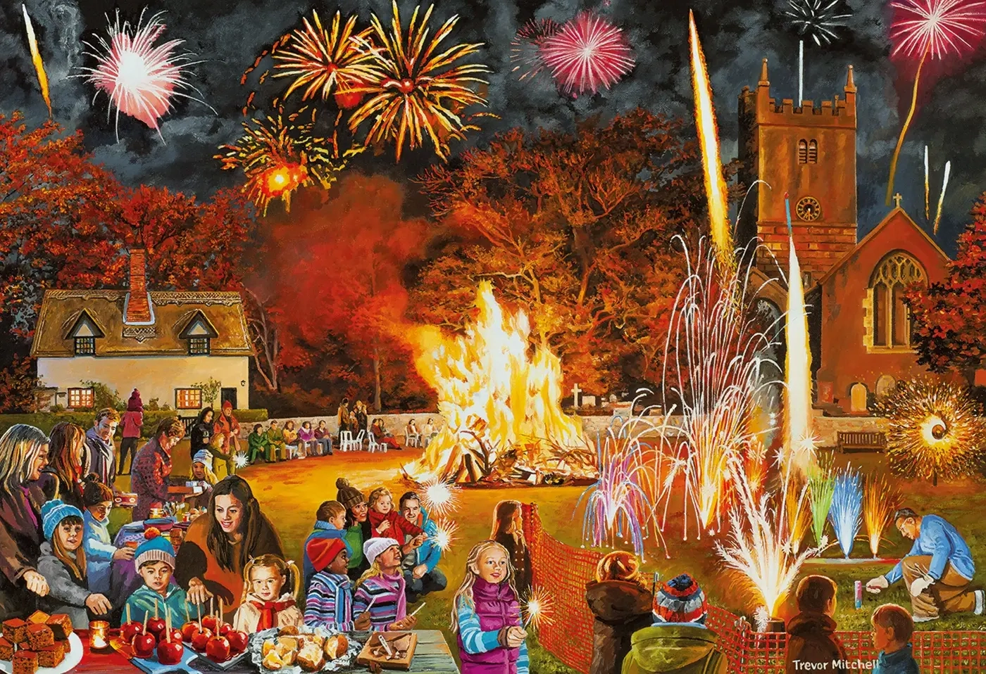 Village Celebrations -  Trevor Mitchell - 4x 500 Teile Puzzle