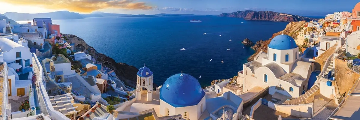 360° Blick auf Santorini