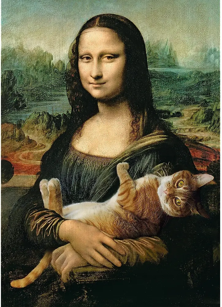 Mona Lisa and Purring Kitty