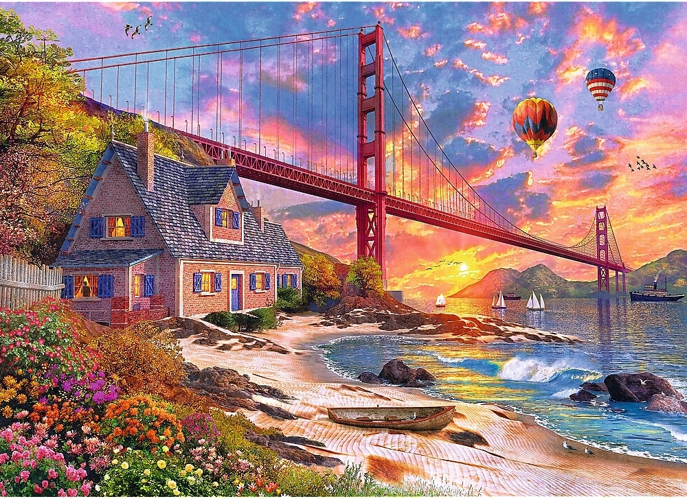 Holzpuzzle - Sunset at Golden Gate - Dominc Davison