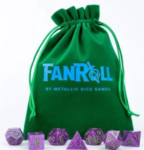 Green Velvet Dice Bag with Gold Satin Lining 6x8