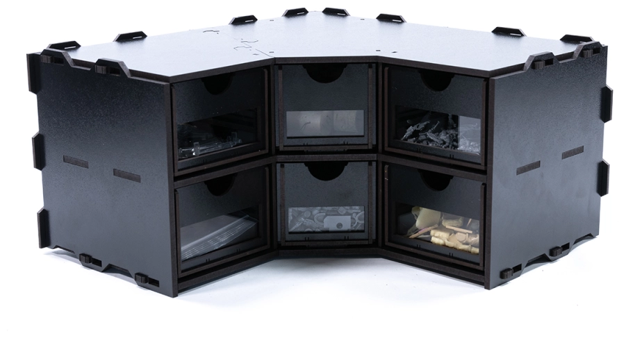 Black Rack Corner Piece with Drawers