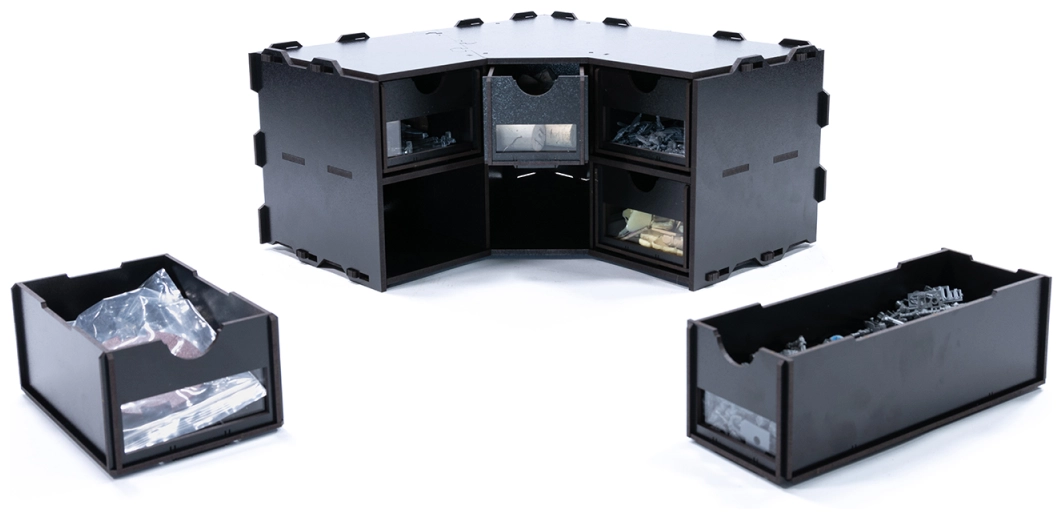 Black Rack Corner Piece with Drawers