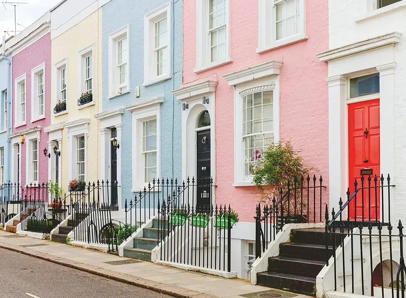 Bunte Stadthäuser in London