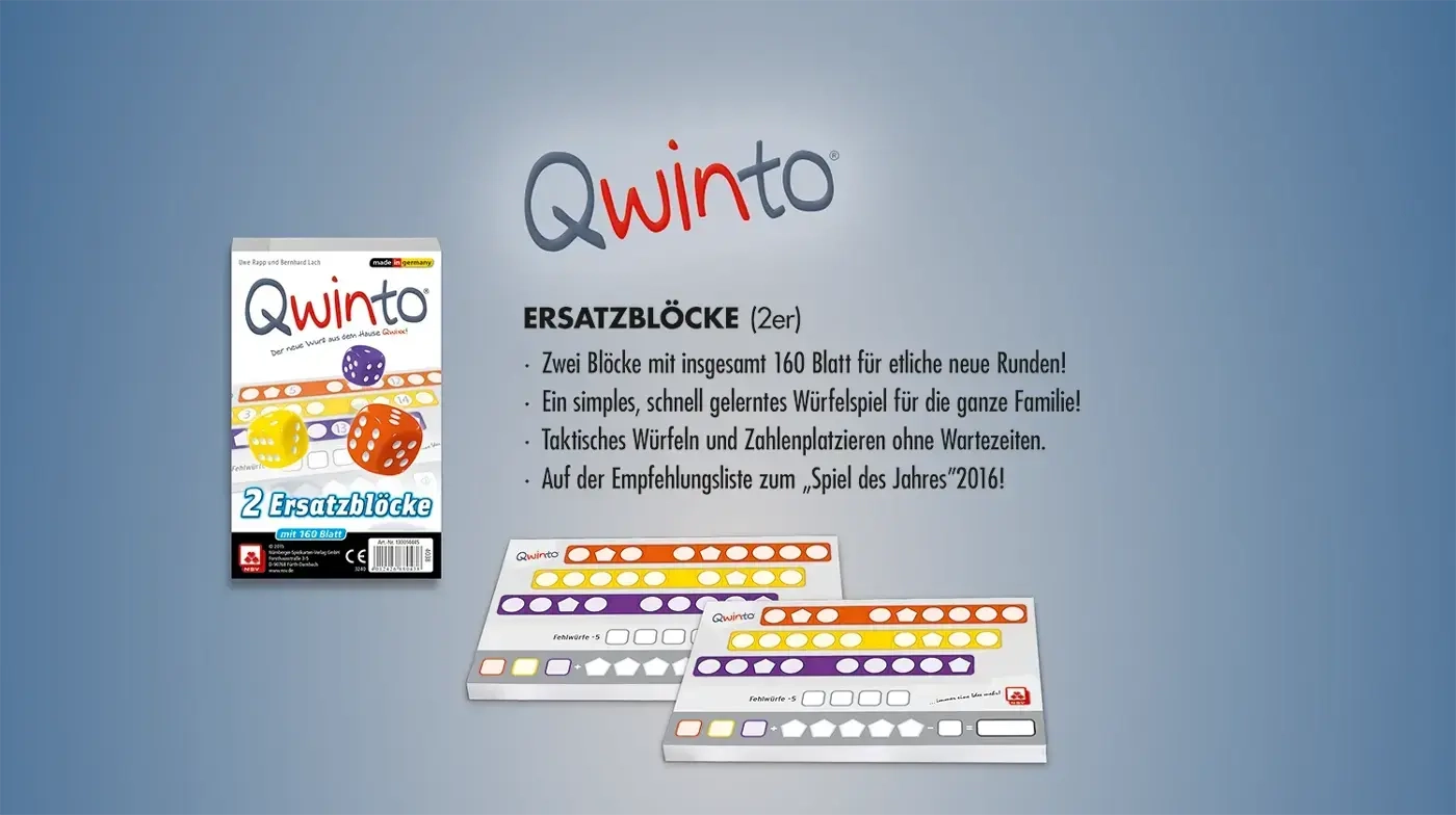 Qwinto - Zusatzblöcke 2x80 Blatt