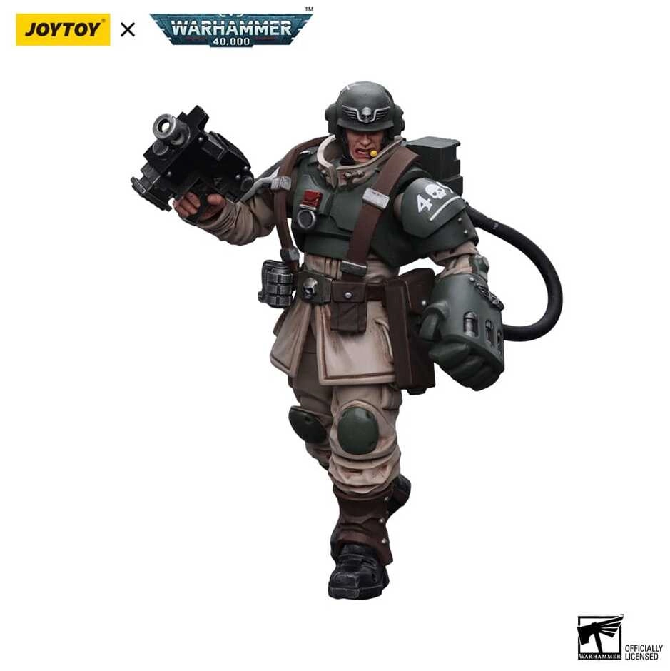 Warhammer 40k Actionfigur 1/18 Astra Militarum Cadian Command Squad Veteran Sergeant with Power Fist - 12cm