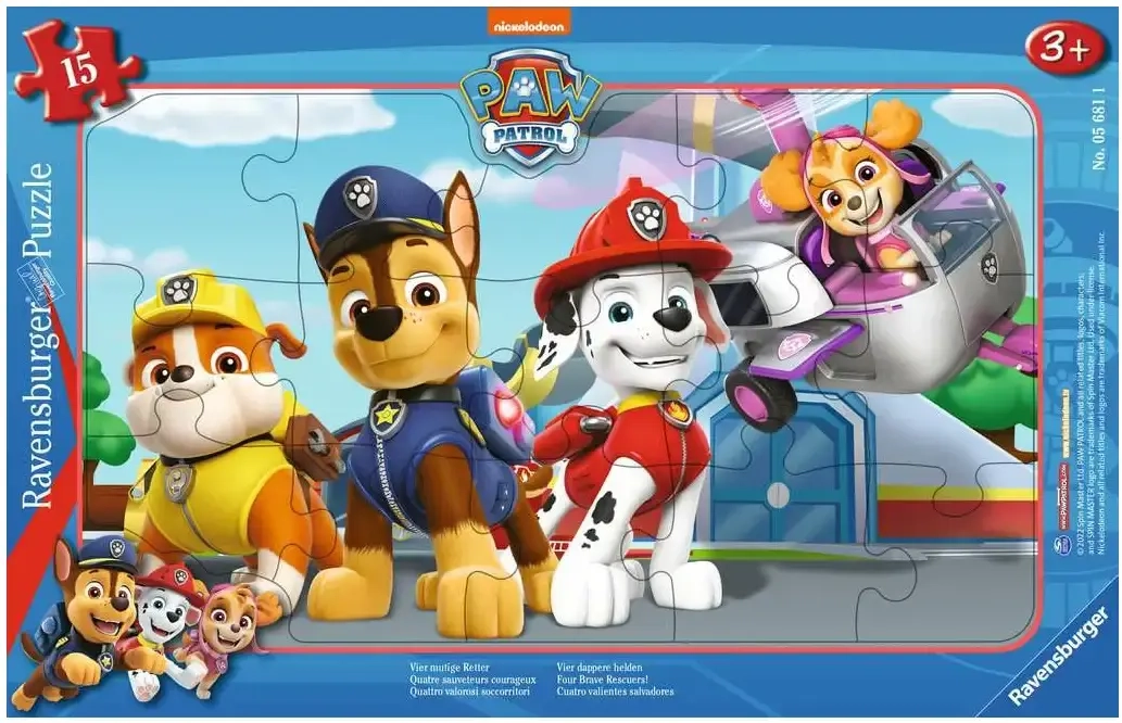 Paw Patrol - Vier mutige Retter - 15 Teile Puzzle