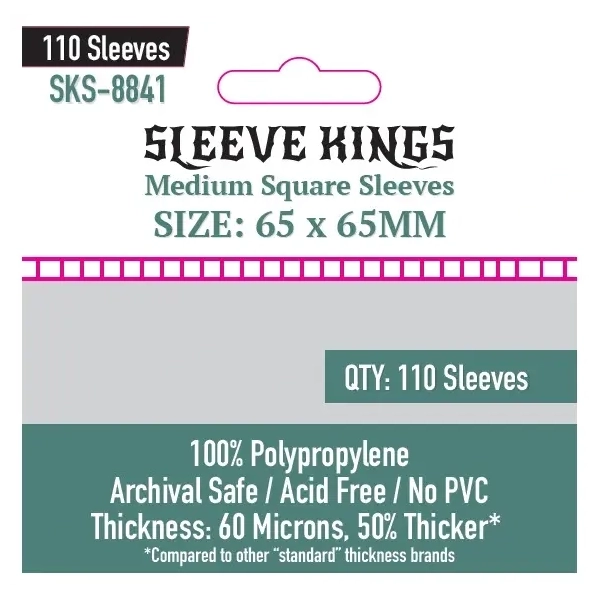 65 x 65mm Medium Square Sleeves 60 Microns (110 Stück)