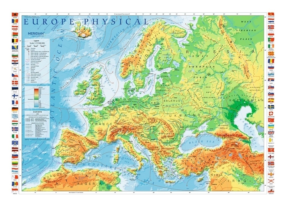 Physical Map of Europe