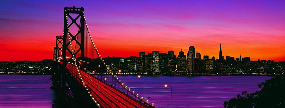 San Francisco - Oakland Bay Bridge bei Nacht