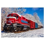 Red Train In The Snow