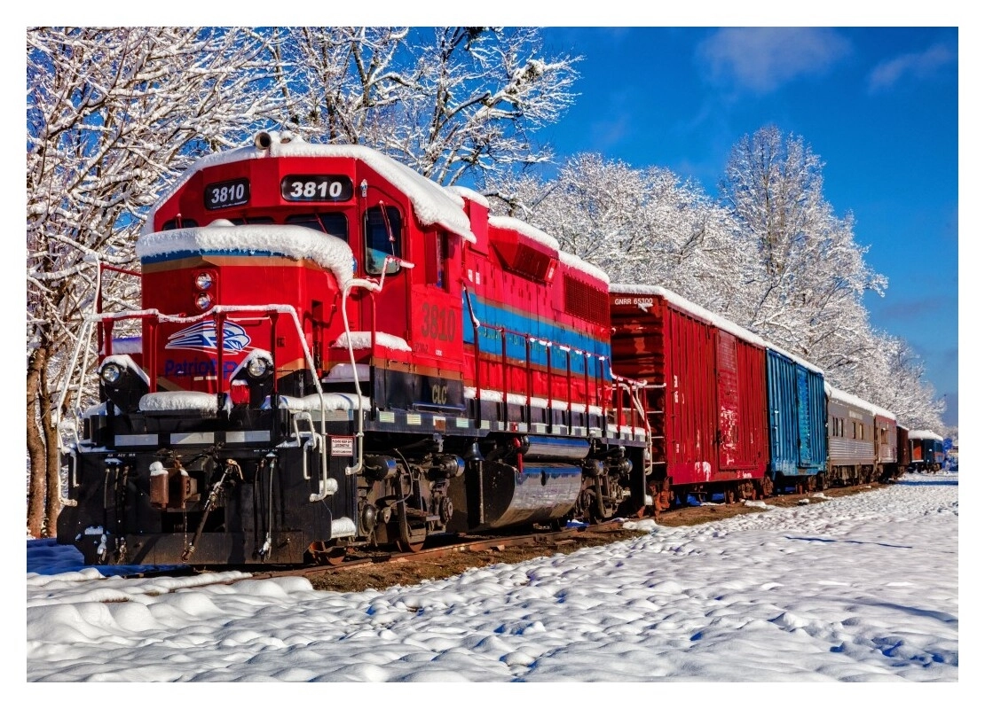 Red Train In The Snow