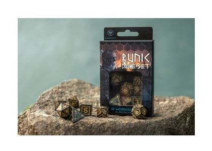 Runic Bottle-green & gold Dice Set (7)