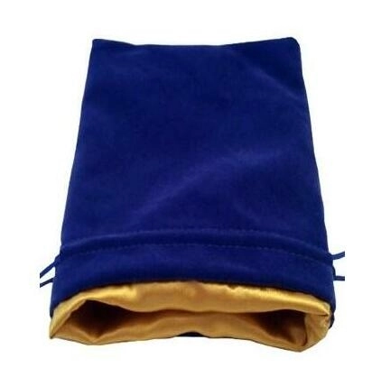 Blue Velvet Dice Bag with Gold Satin Lining 6x8