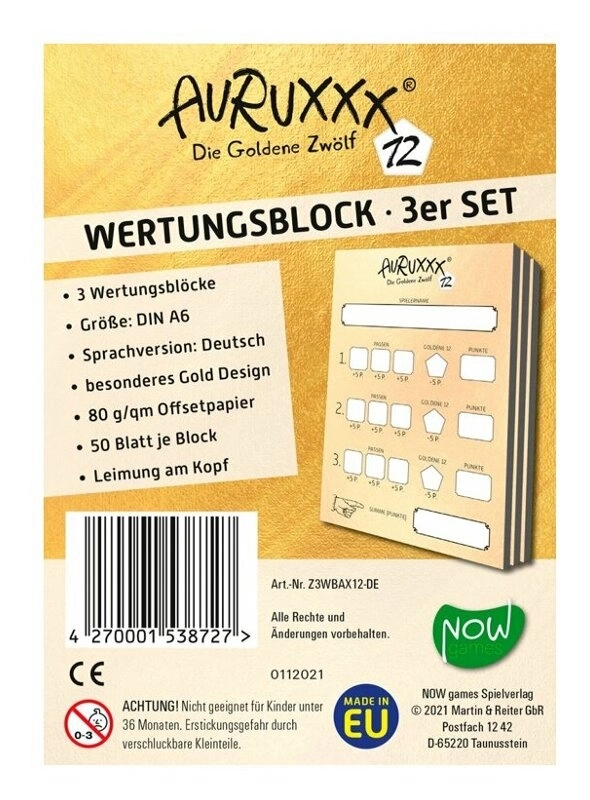 Auruxxx - Die Goldene 12 Ersatzblock (3er Set)