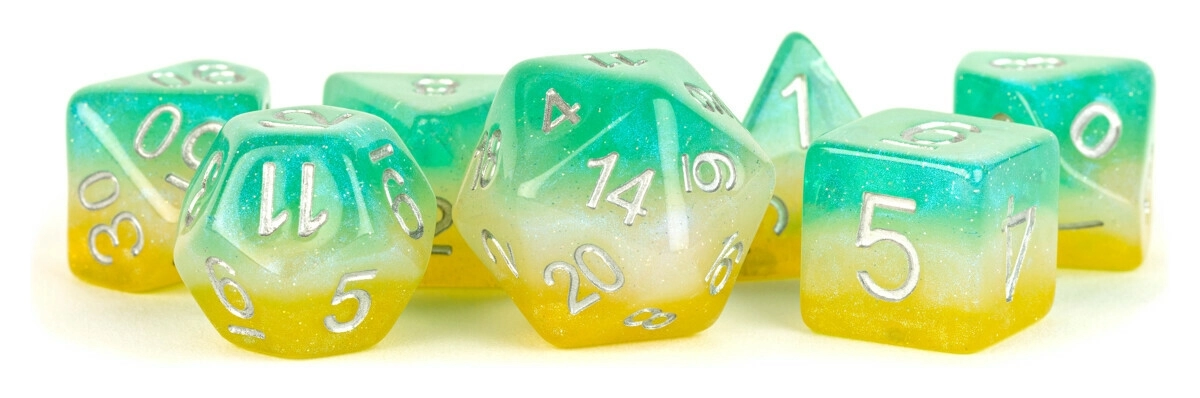 16mm Resin Poly Dice Set Layered Stardust Tropics