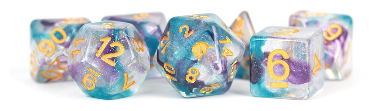 Unicorn Resin Polyhedral Dice Set Fancy Fae