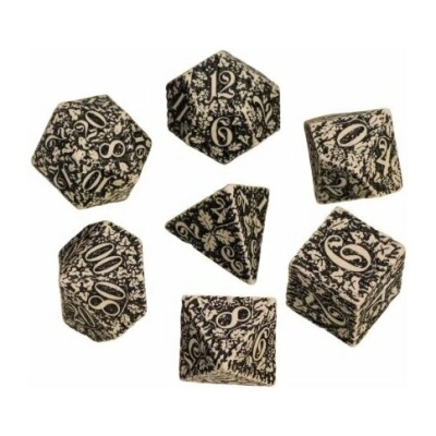 Forest 3D Beige & black Dice Set (7)