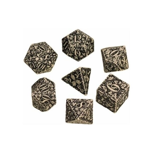 Forest 3D Beige & black Dice Set (7)