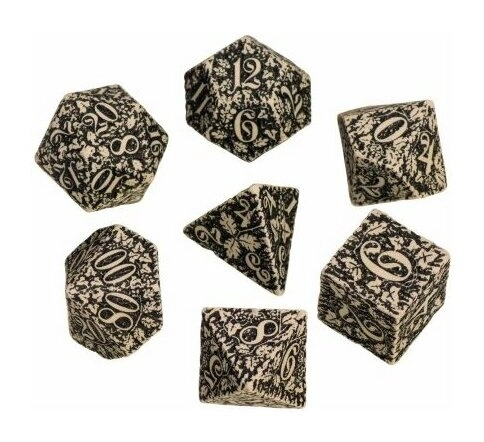 Forest 3D Beige & black Dice Set (7)