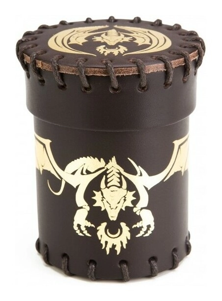 Flying Dragon Leather Dice Cup Brown & Golden