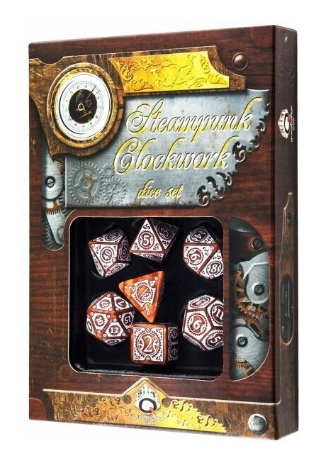 Steampunk Clockwork Caramel & White Dice Set (7)