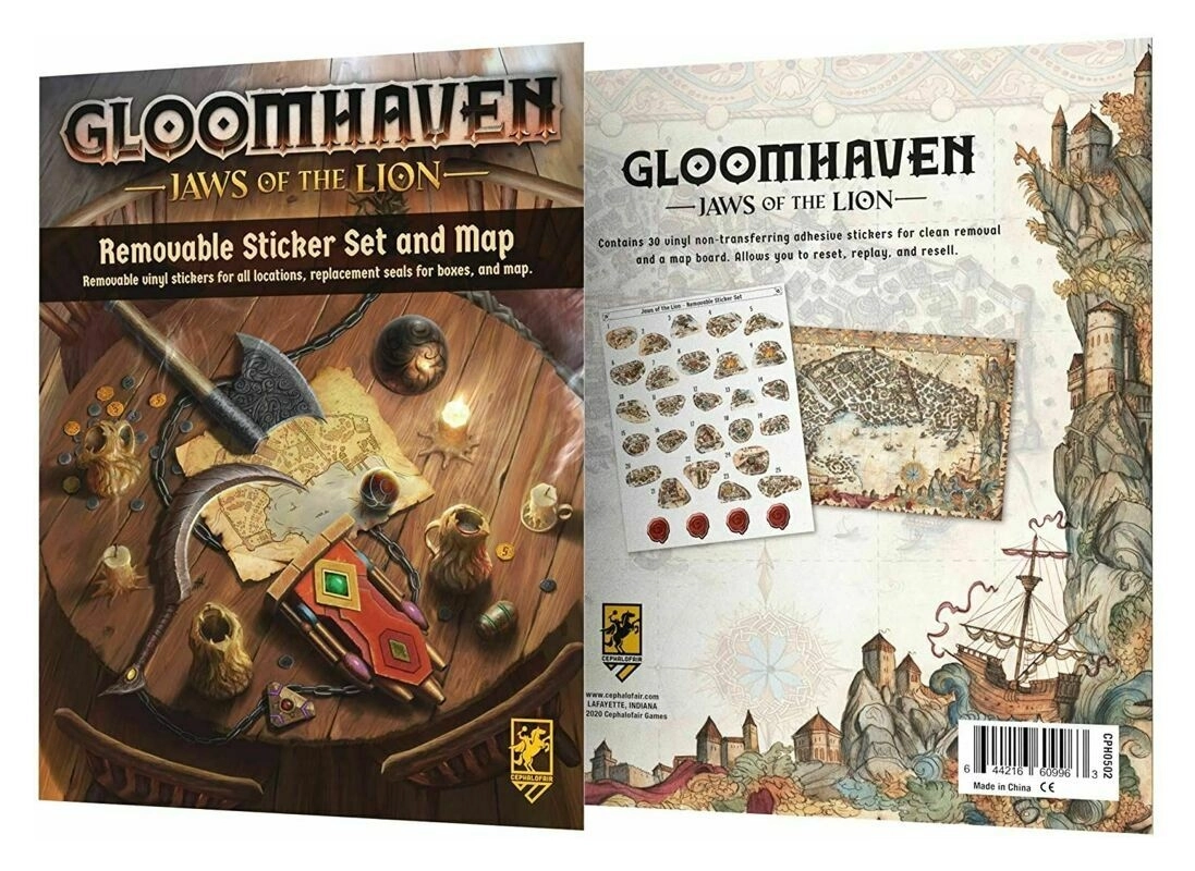 Gloomhaven: Jaws of the Lion Removable Sticker Set & Map - EN